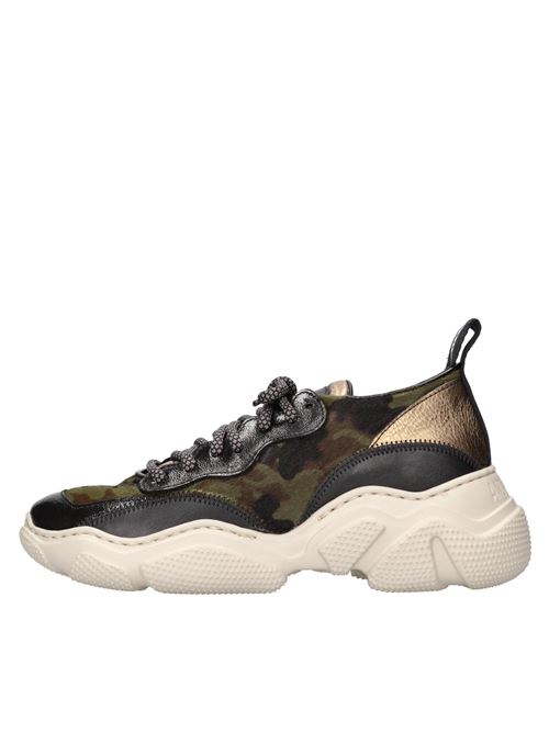 Sneakers in pelle e cavallino ANDIAFORA | ENERGY NP NADAVERDE MILITARE-NERO-ORO